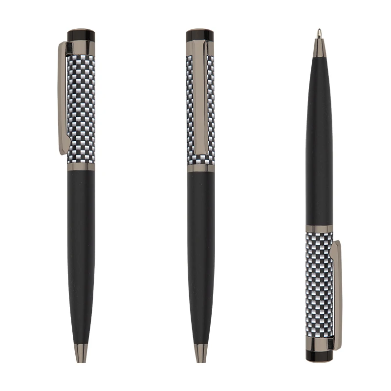 High Quality Custom Logo Gred Relief Checker Board Lattice Rollerball Ballpoint Pen