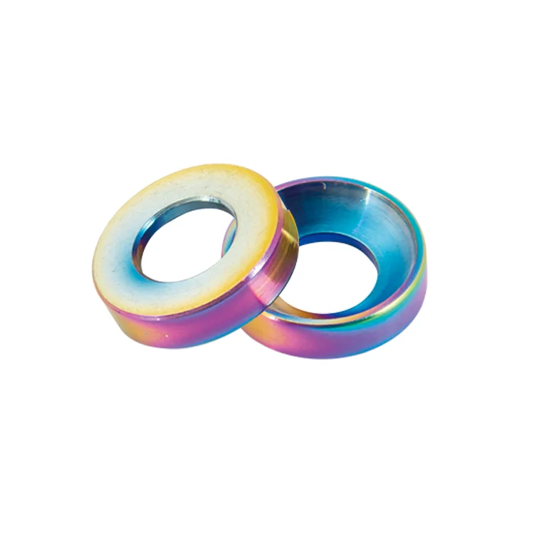 Metal aluminum colored anodized plain m4 m5 m6 m8 black aluminum cone washer conical cone cup countersunk cap washer