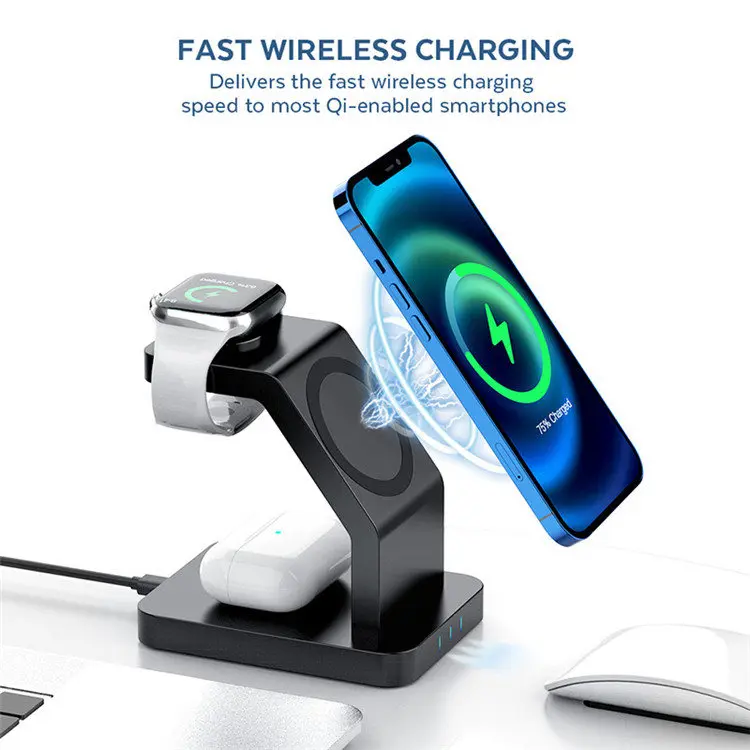 3in1 Magnetic Wireless Charger Stand Dock On Amazon Hot Selling Popular Products 2022 For iPhone 14/13/12/11 Charging Station