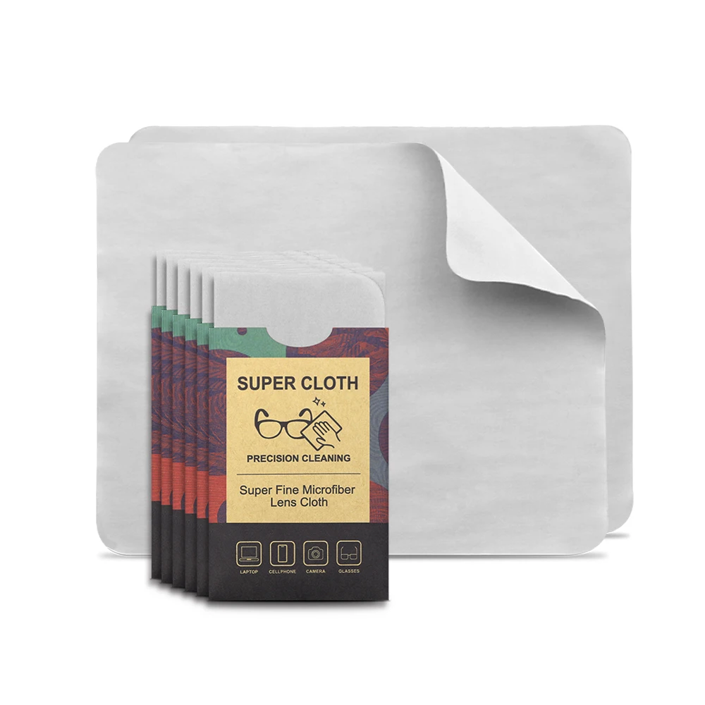 OEM Factory Microfiber Glasses Cleaning Cloth 6PCS Eyeglass Lens Cleaner with Silkscreen Printing for Cameras and Eyeglasses