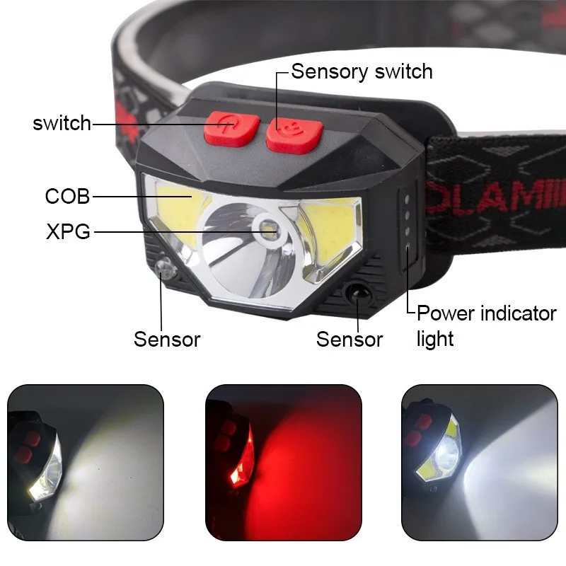 Headlamp Rechargeable 2-Pack Motion Sensor Head Lamp 8 Mode for Outdoor Camping Running Hiking Fishing