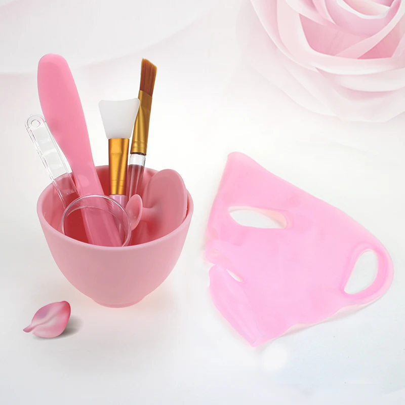 Набор для смешивания маски для лица, набор инструментов для смешивания с силиконовой маской для лица, чаша с кисточкой, лопатка и крышка