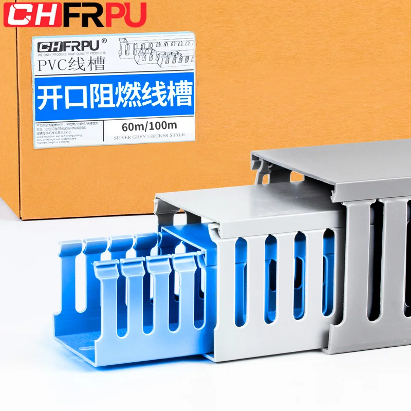 Trunking PVC Slotted Cable Trunking Gray Blue (Wiring Tube)Cable Tray Conventional
