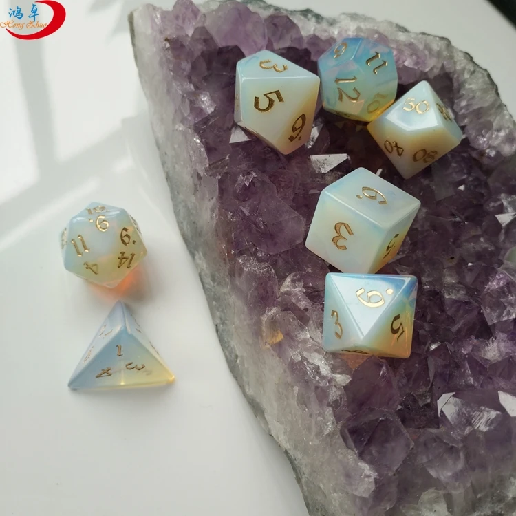 Natural Rock Crystal /opalite Quartz Dice Stone Dice Set for Game