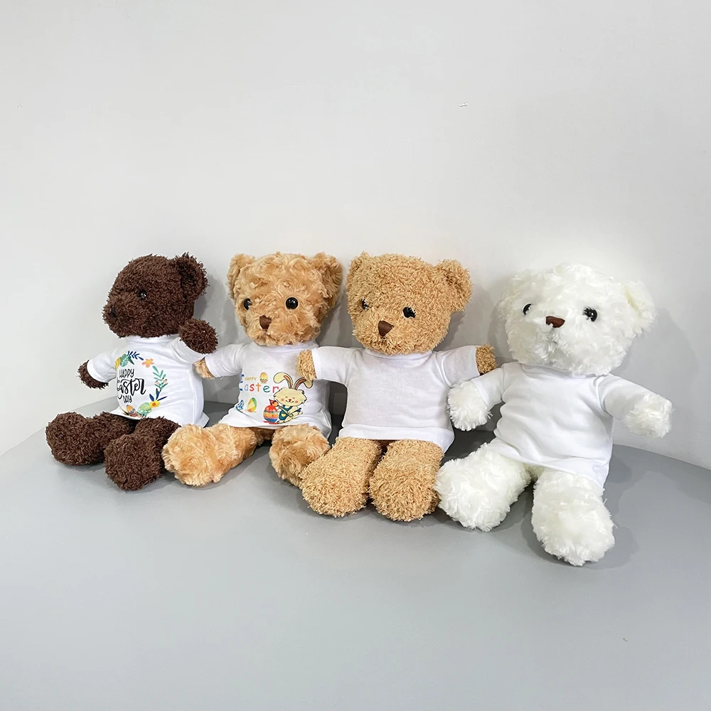 wholesale 30 cm Toddlers Babies Kids children Cute Hugging Gift Stuffed Animal toy Teddy bear with T-shirt for sublimation