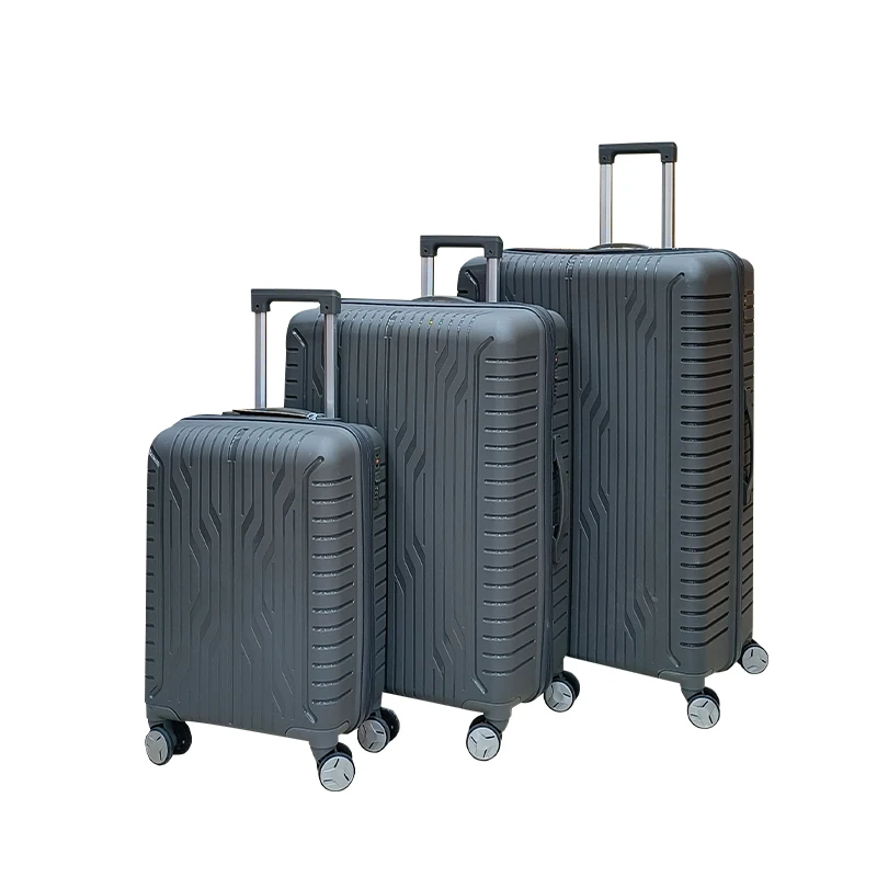 Customizable 3-Piece Travel Luggage Set Convenient PP Material with TSA-Approved Lock and Spinner Wheels for Unisex Airport Use