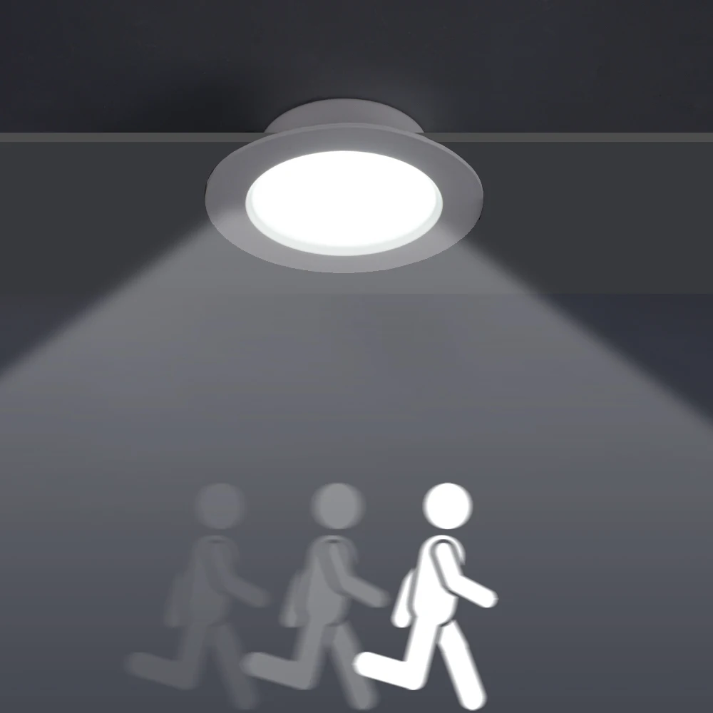 NEW AC220V 5W Aluminum Human Body Sensor Recessed Ceiling Light Spotlight Motion Sensor LED Downlight for Indoor Home Decoration