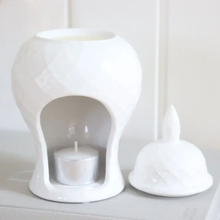 2023 New design ginger Jar Shape white ceramic Aromatherapy Wax Melt Warmer Fragrant Essential Oil Burner Decorations For Home