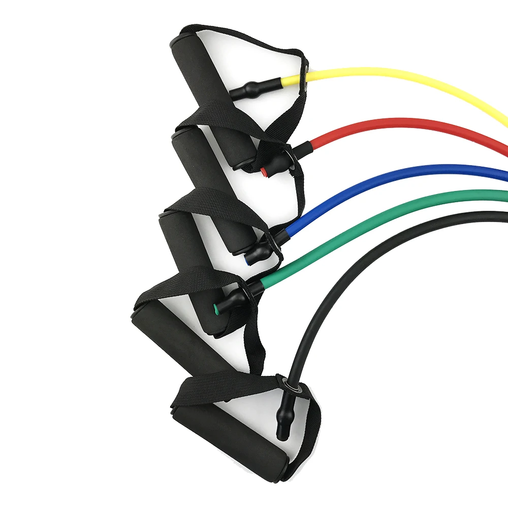Resistance Bands Exercise Latex Rubber Fitness Stretch Tube for Fitness Pilates Strength Training with Soft Foam Handles