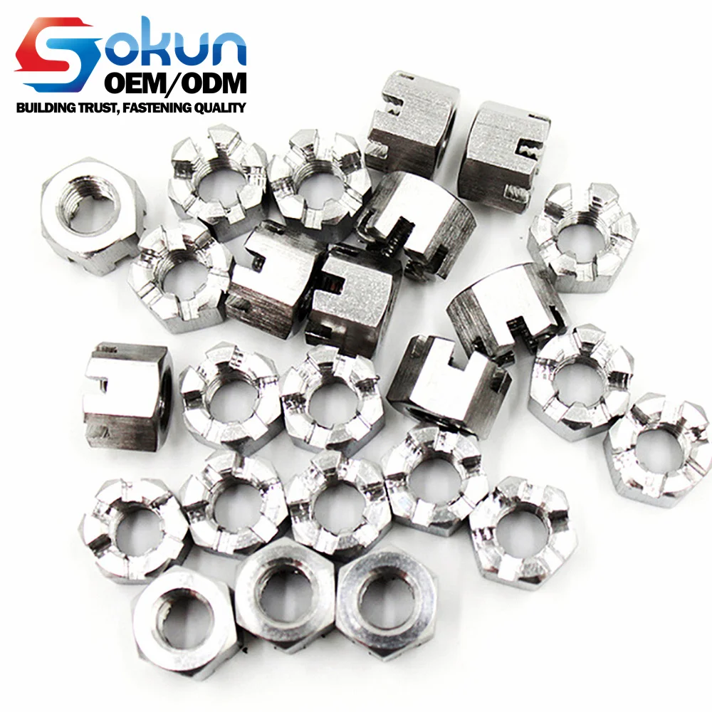 Premium Quality Bright Zinc Galvanized Slotted Castle Nut ANSI B18.2.2 Hex Head M3 Stainless Steel Carbon Steel-Metric Certified