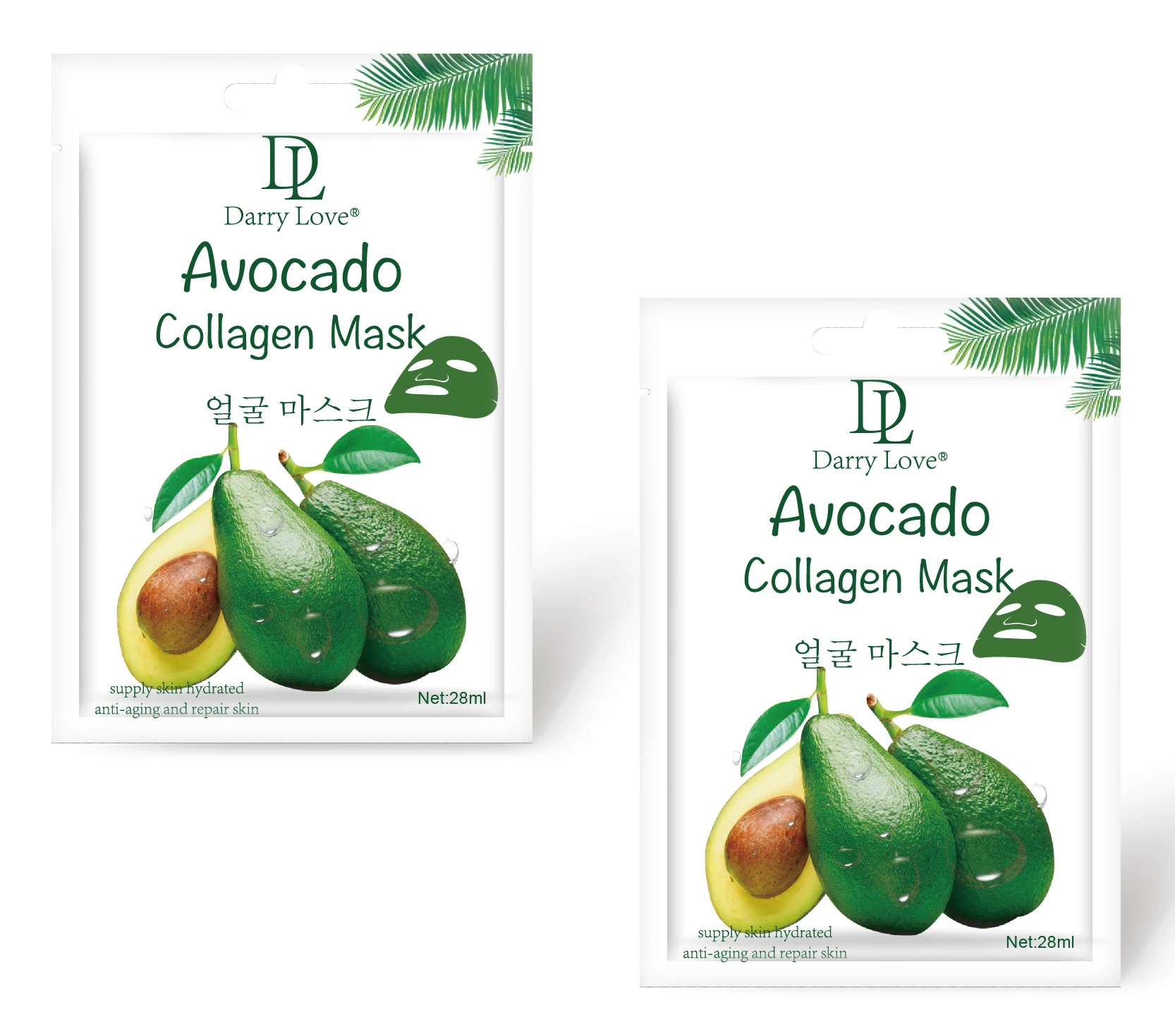 New Style Multiple Hot Selling Avocado Collagen Facial Mask Sheet For Skin Care Supply Skin Hydrated Anti-aging And Repair Skin
