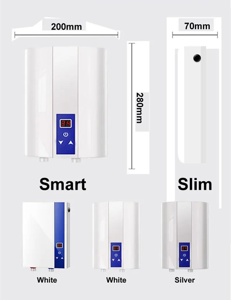 220v 3-5 kw quick heating kitchen digital instant tankless electric water heater