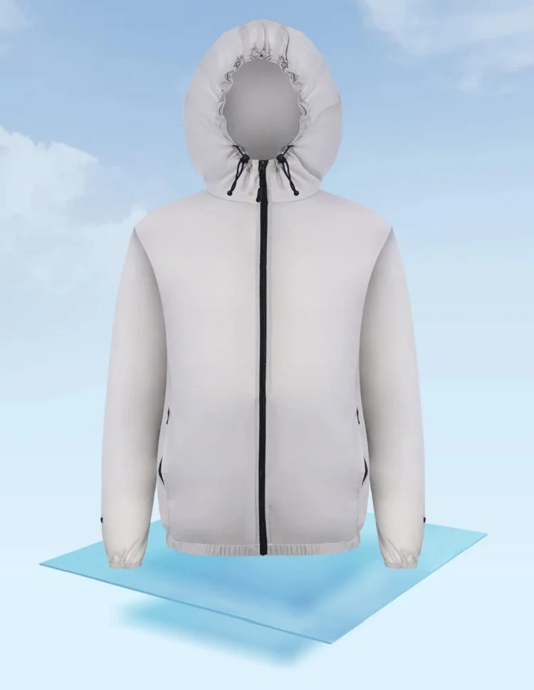 Men Women Summer Unisex Smart Fan Cooling Jacket Air Conditioned Clothes For Summer Outdoor Anti UV Waterproof Long Hoodie Coat