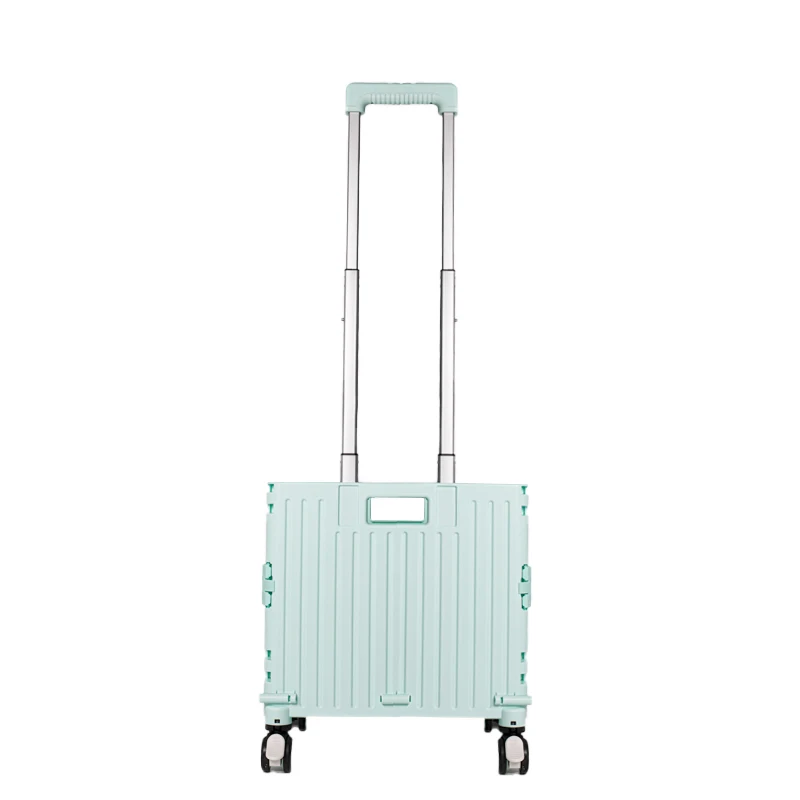 Heavy Duty Wheels Rotate Folding Teacher Trolley Cart  Collapsible Shopping Box Trolley on Wheels with Lid