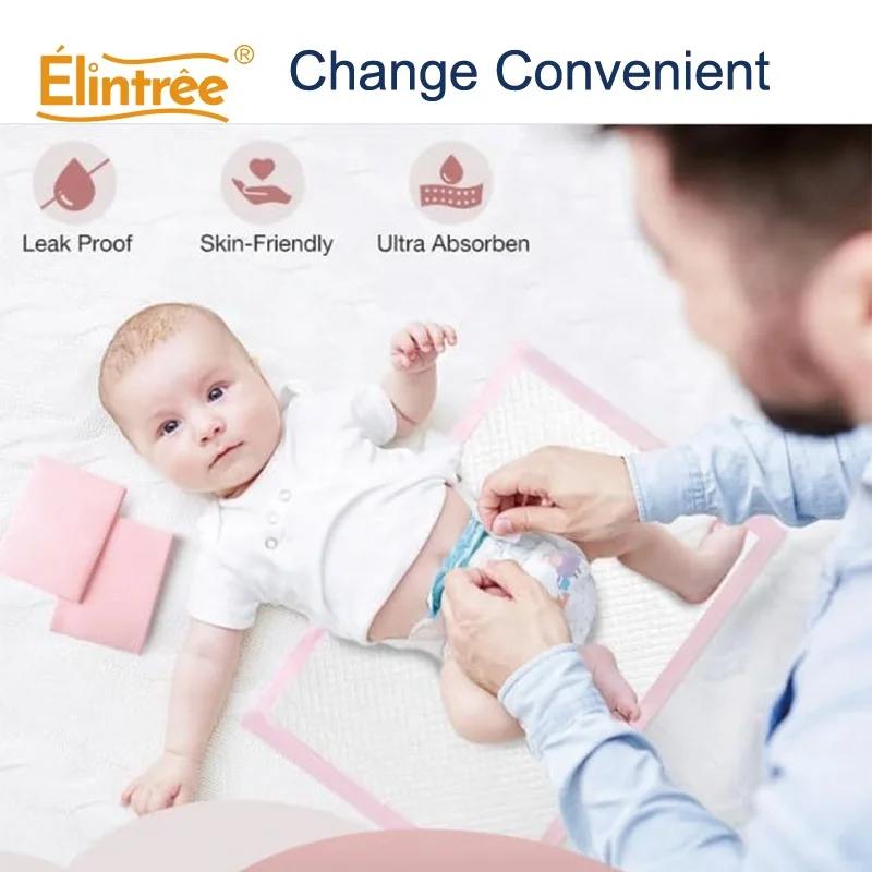 Elintree Disposable Pads Waterproof Bedsheet 60*90 Under Urine Baby Care Disposable underpads for Baby