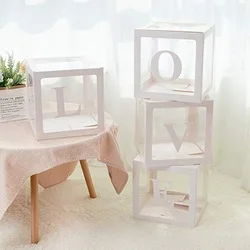 
Transparent box balloons filled Wedding decoration Baby shower Baby name letters one year age kids girl gift 1st birthday party 