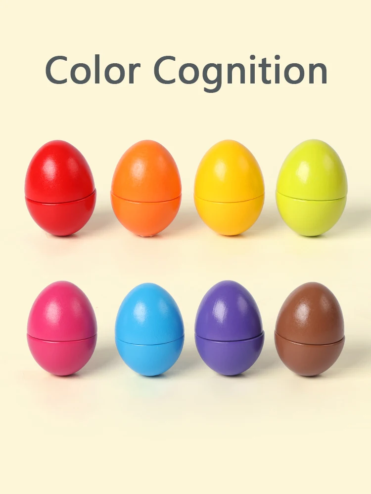 Montessori Educational Puzzle Children 3D Wooden Color Geometry Shape Matching Egg Diy Games Training Toys For Kids Boys Girls