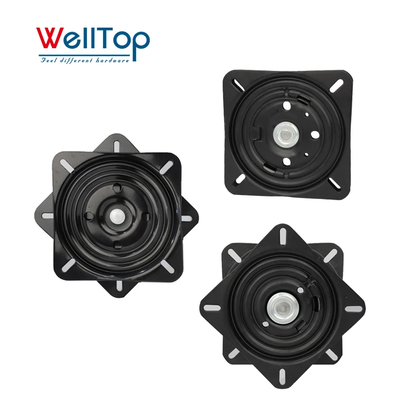 WELLTOP Furniture Accessories Hardware Metal Replacement Bar Stool Square Bearing 360 Degree Rotating Swivel Plate