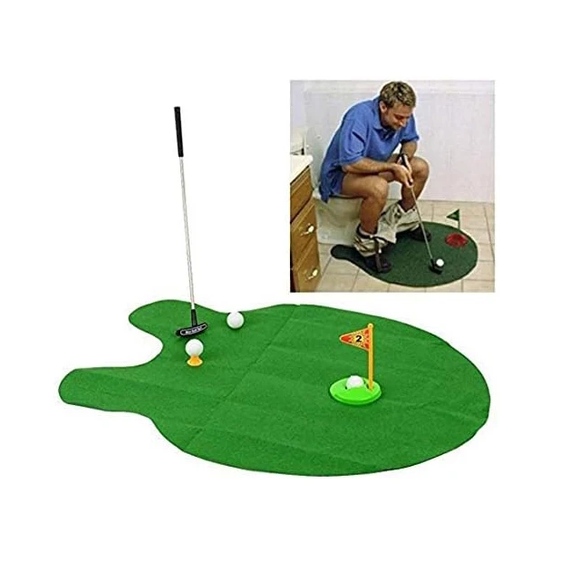 Hot selling mini golf toilet sports toys leisure funny toilet toy game set indoor