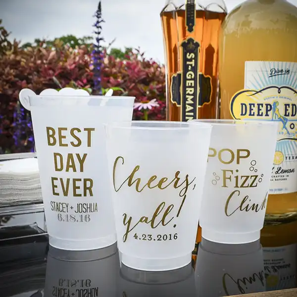 Wedding party use Custom logo printing 16oz reusable frosted plastic cups