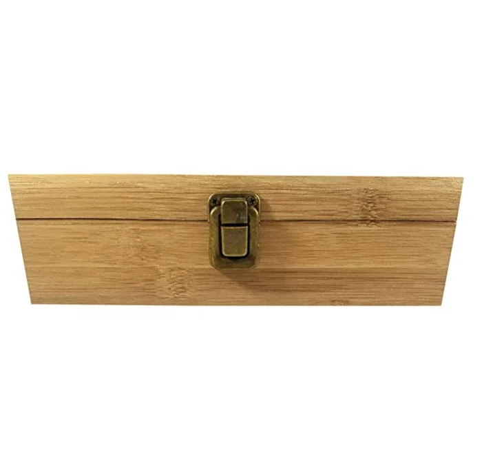 
Bamboo and wood hinged cigar storage box 