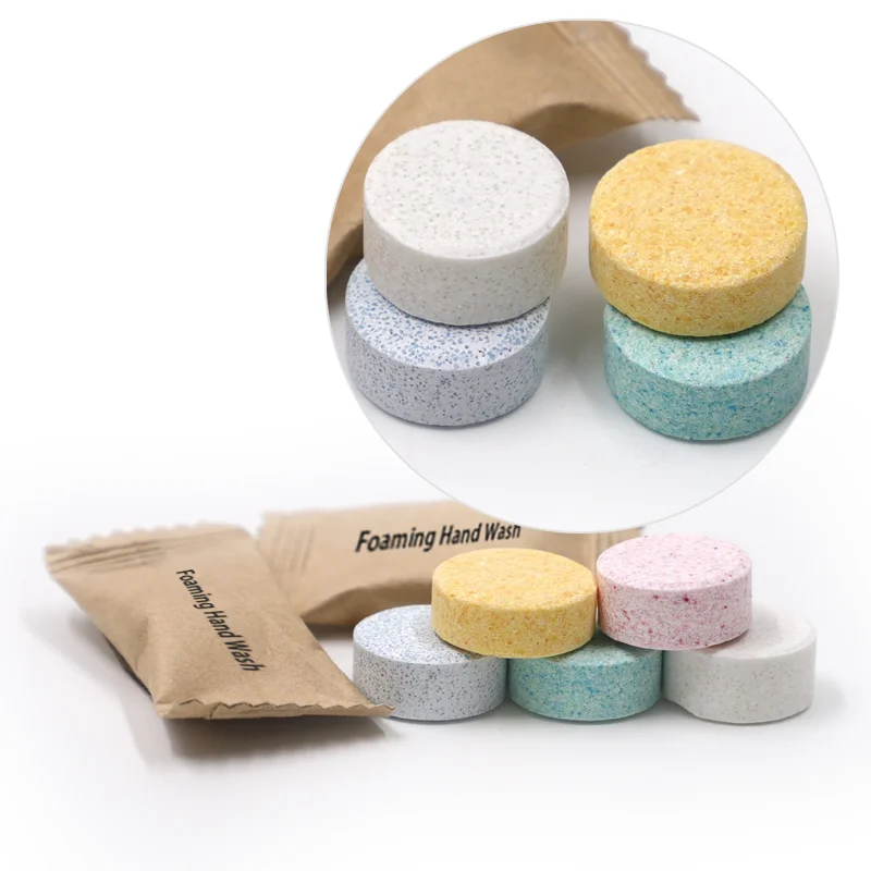 Eco-friendly effervescent tablet Solid hands liquid cleaner foaming hand wash tablets soap