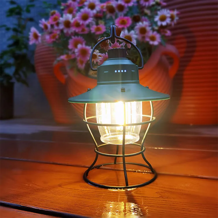 Portable Battery Powered Warm Vintage Style Led Camping Lantern for Garden Party