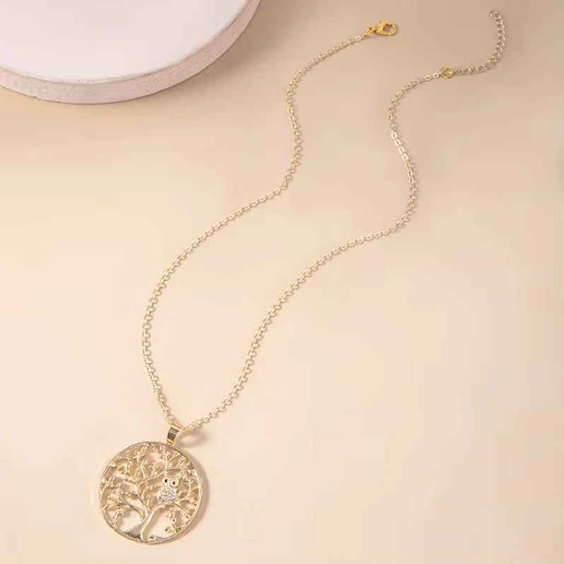 Owl Necklace Women Fashion Jewelry Gold Plated Tree Of Life Long Necklaces
