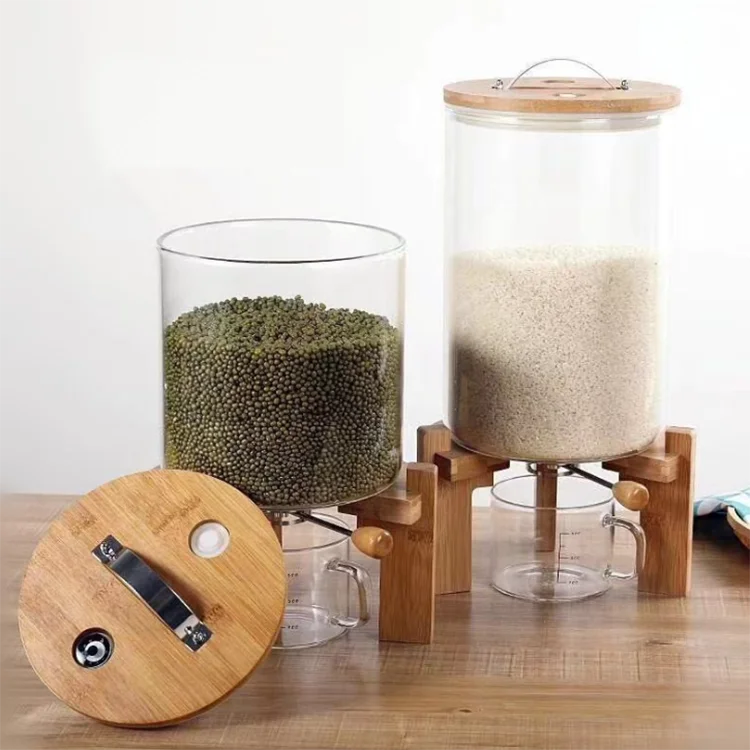 
Glass rice bucket storage tank sealed glass jar in kitchen supplies factory 