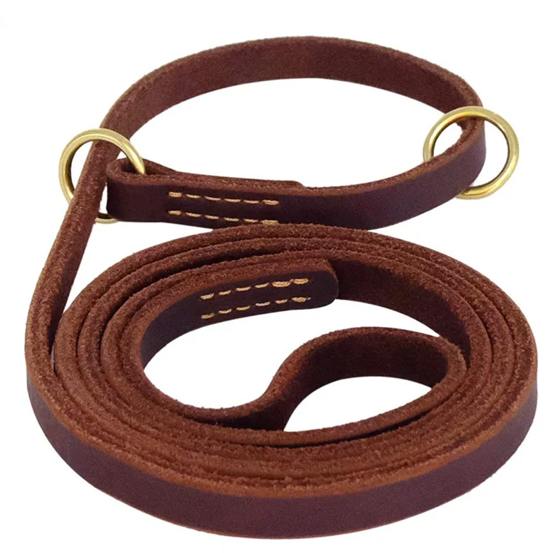 High Quality Leather Dog Slip Leash Collar, Multi-Function Pet Lead for Dogs