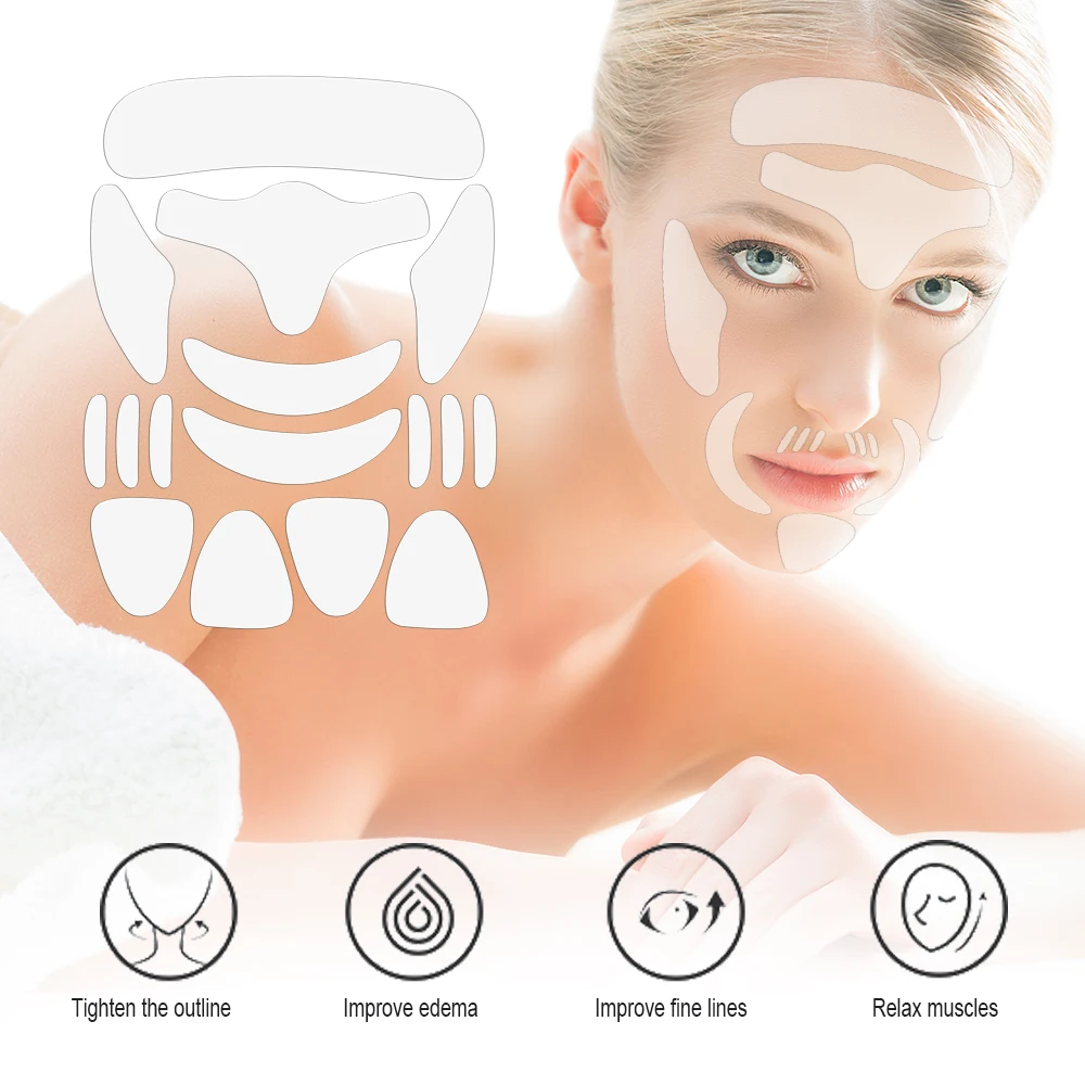 
MSDS Customize Reusable 16pcs Set Face Wrinkle Remover Silicone Anti-Wrinkle Anti Aging Facial pads For Adult 