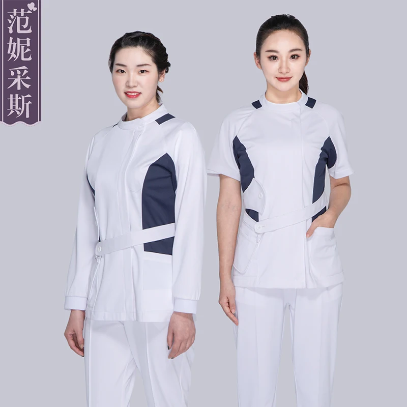 Private hospital high-end nurse uniform fashionable maternity  nurse white uniform designs in stock uniformes