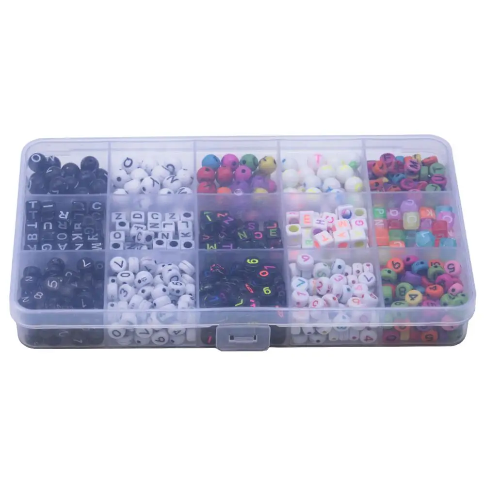 800PCS Colorful Alphabet Letter Beads Sets with a Plastic Storage Box for DIY Jewelry Making