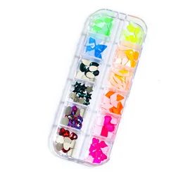 New product 12 grid boxed AB color special-shaped nail polish glass flat bottom rhinestone nail stickers DIY jewelry accessories