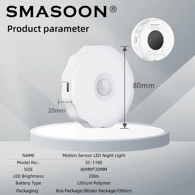 BSCI WarmWhite Motion Activated Nightstand Light Lamp for Bedroom/Bathroom/Hallway/Stairs LED Motion Sensor Night Light for Kids