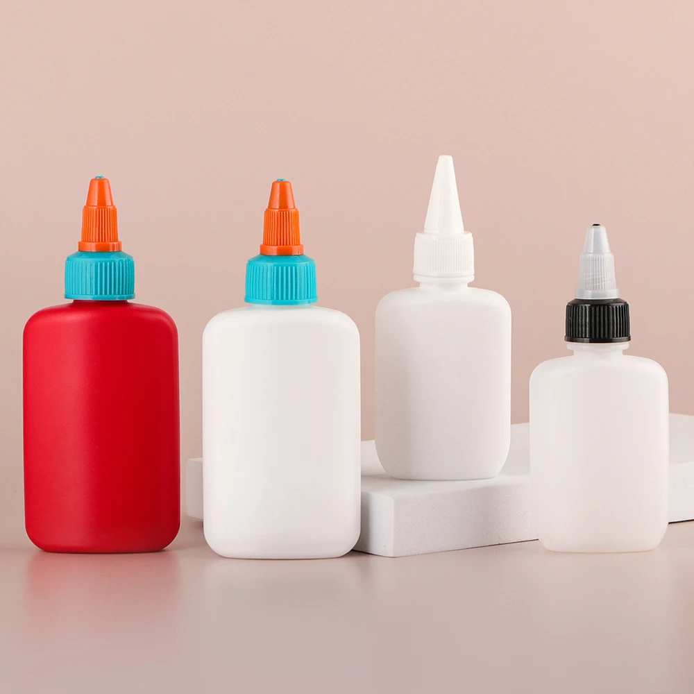 Wholesale Empty 40ml 60ml Liquid School Glue Botte Flat Empty Super Glue Bottles With Black Lid