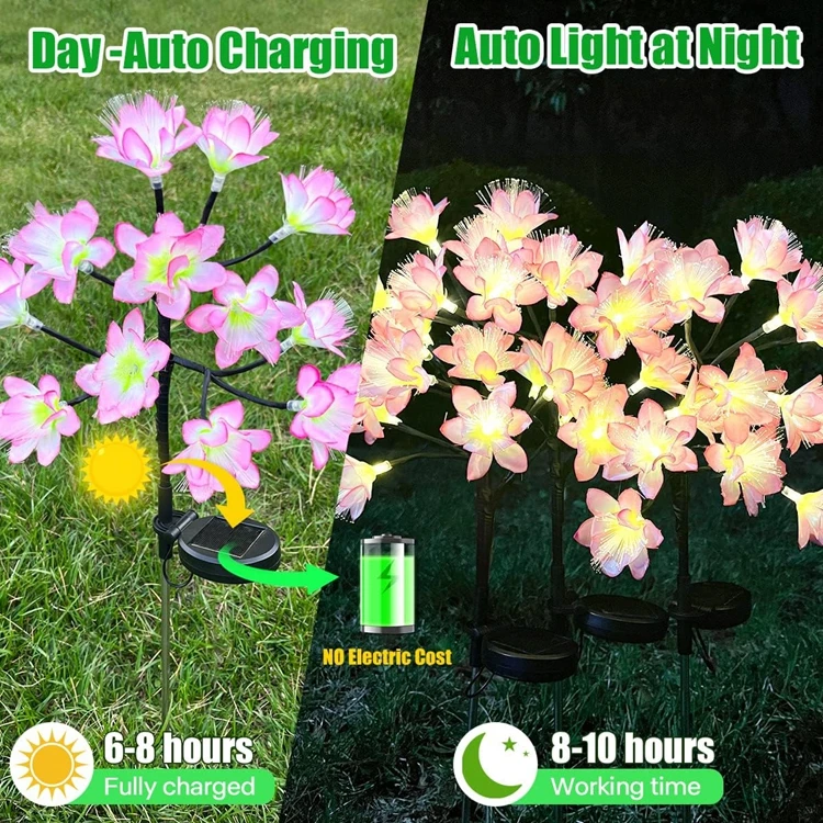 Solar Home Garden Lights 12led Camellia Garden Flower Decoration Outdoor Solar Lights Solar Waterproof Garden Lights for Patio