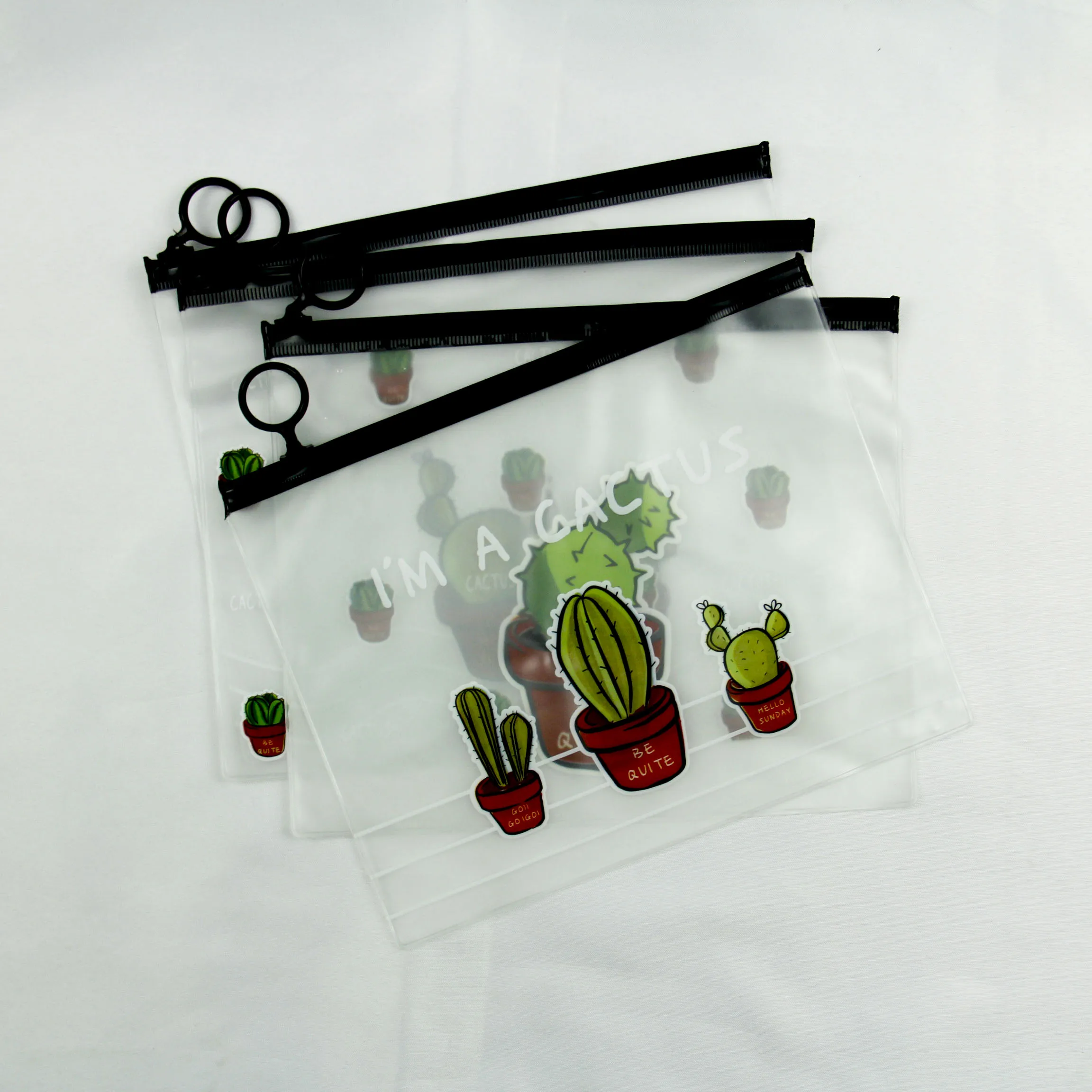 children kawaii stationery ladies clear waterproof plastic zip lock document bag