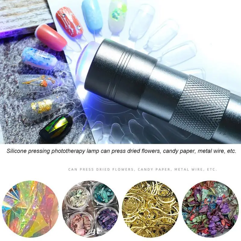 Multi-function Mini UV LED Nail Lamp Press Dried Flower Nail Polish Dryer With Stamper Silicone Head