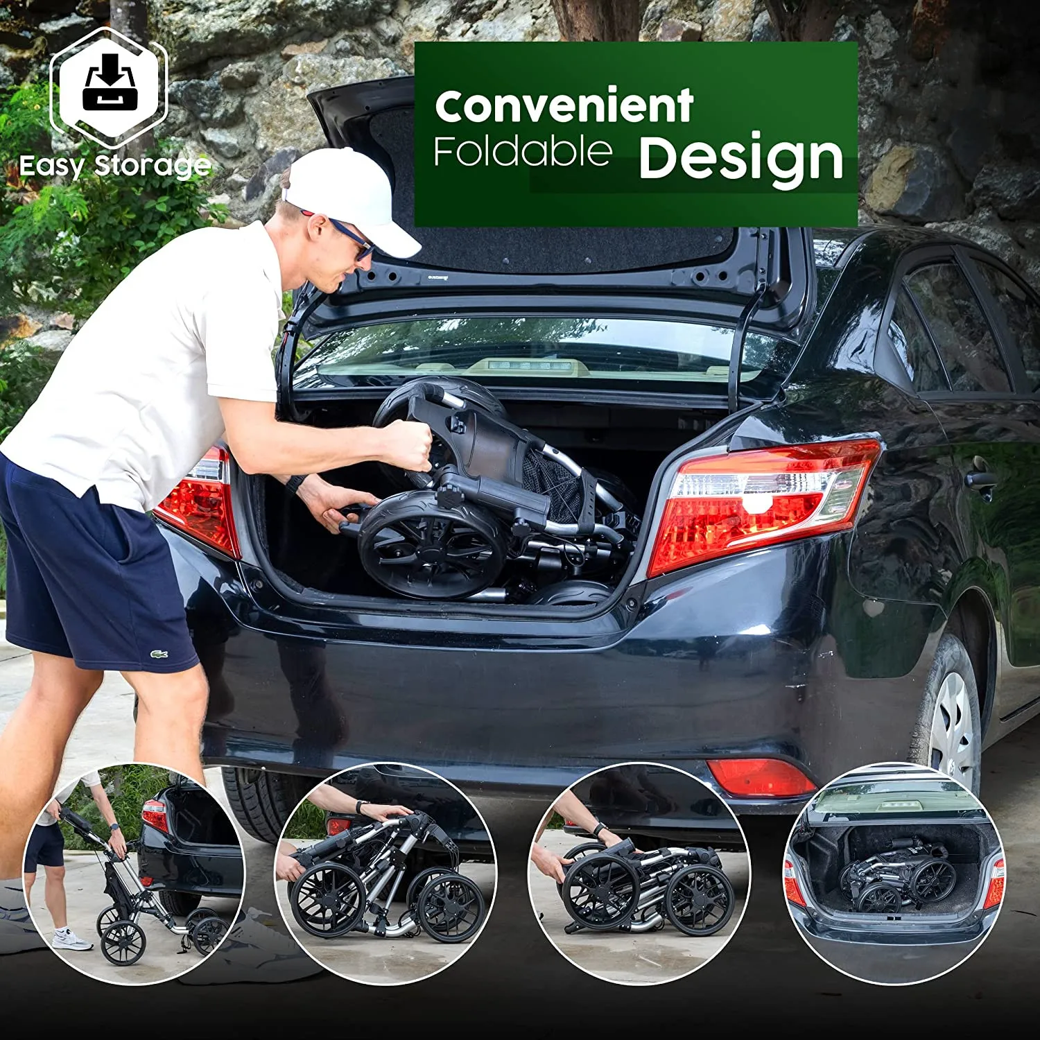 Factory Hot Selling 2 3 4 Wheels Push Golf Trolley Electric Custom Your Logo Quick Open  Foldable Push Golf Trolley Cart