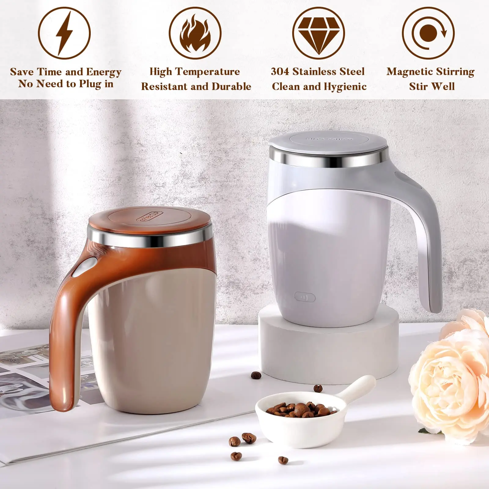 Home Office Stirring Cup,Suitable Coffee/Milk/Protein Powder 380ml Lightweight Self Mixing Cup with High Speed