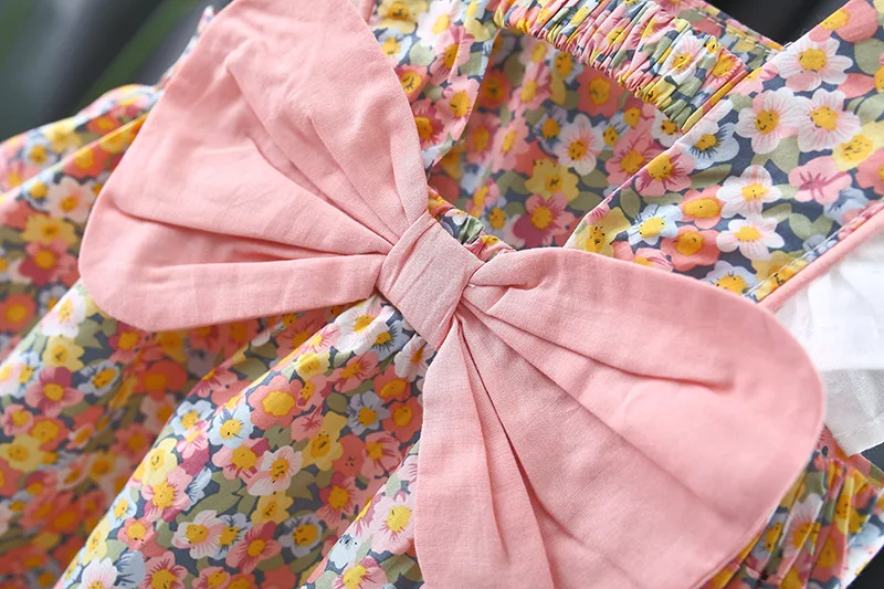 3245 Girls Floral Dress Summer New Baby Pink Korean Style Internet Celebrity Sweet Sleeveless Princess