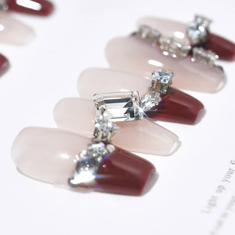 Wholesale Custom Luxury Bling Stones Press On Nails Manicure Acrylic Stick On Nails