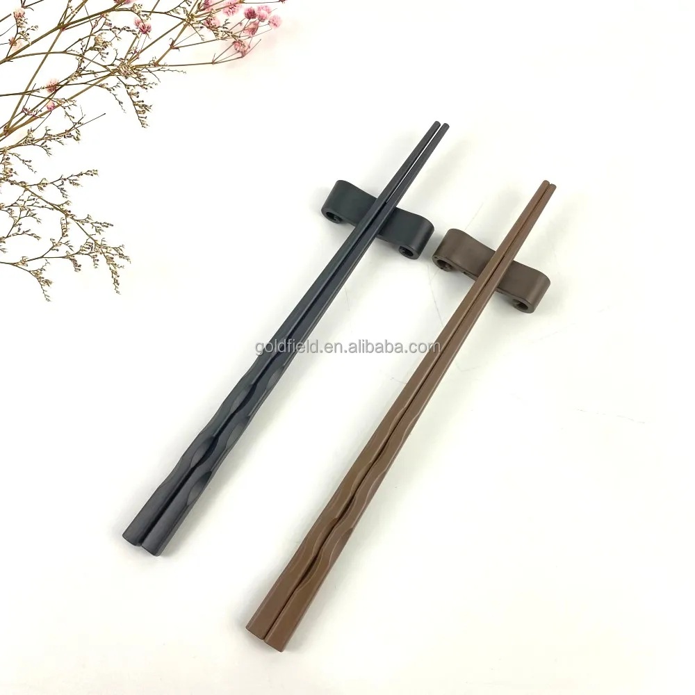 Restaurant Popular Alloy Glass Fiber twist Chopsticks Gift Set With Chopsticks Holder safe for dishwasher  cutlery set