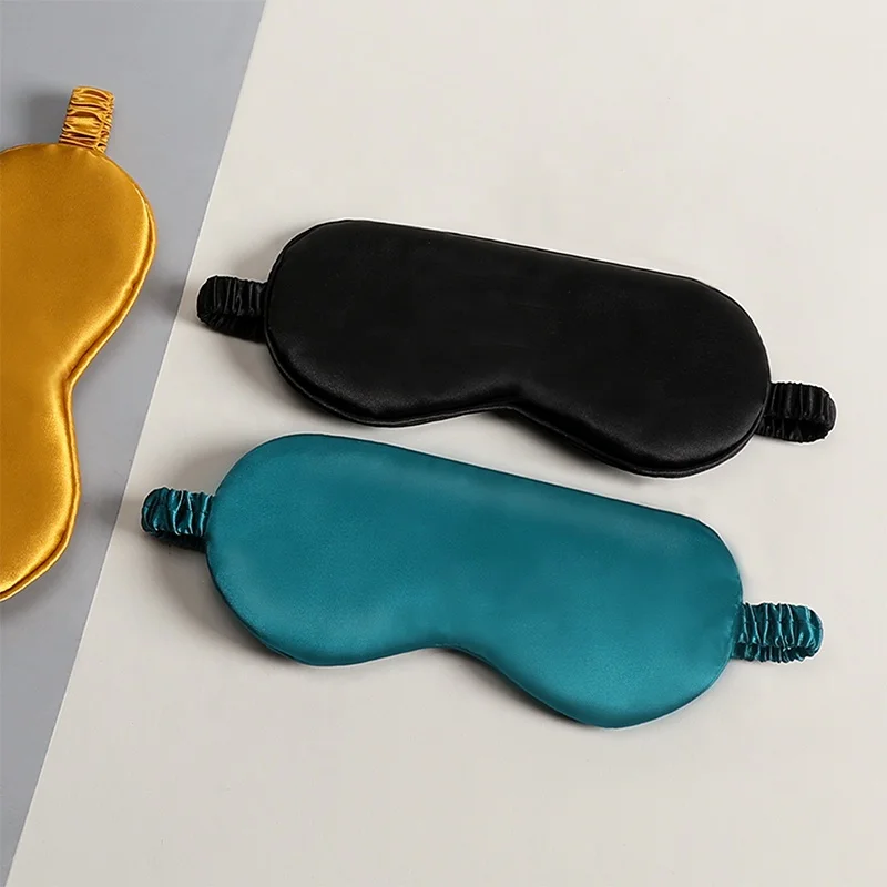 High Quality Logo Eyemask Sleep Satin Silk Eye Mask Travel Natural Adjustable Silk Sleep Eye Shade