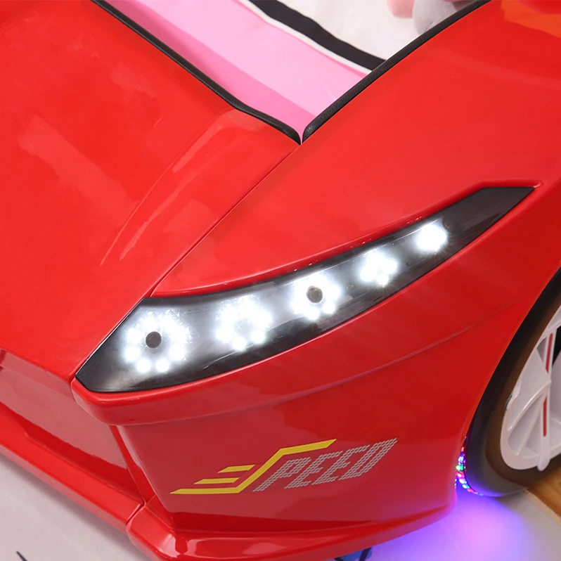 Детская красная Гоночная машина двойная кровать детская спальня мебель Гоночная машина кровать с подсветкой