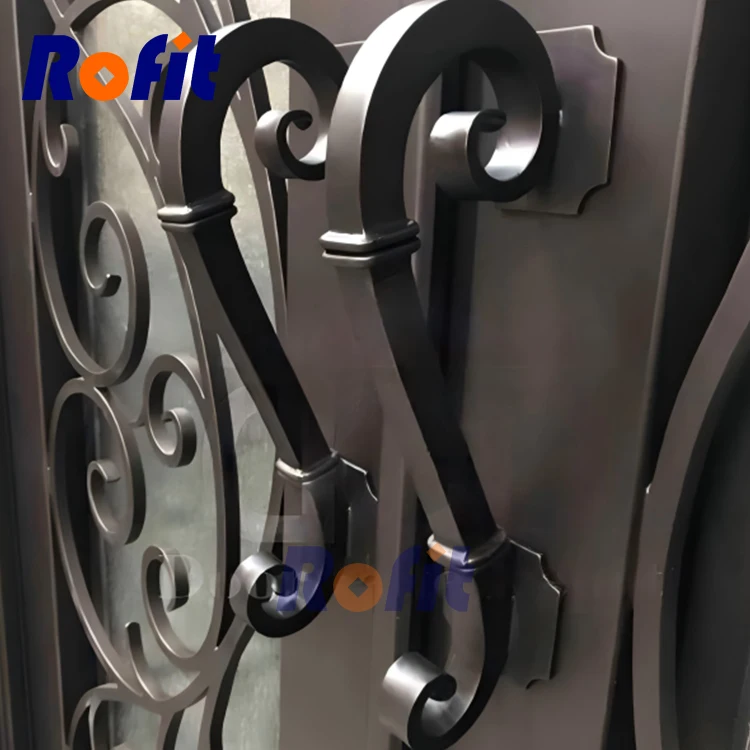 High quality wrought iron modern security door Double exterior entrance front door for the home