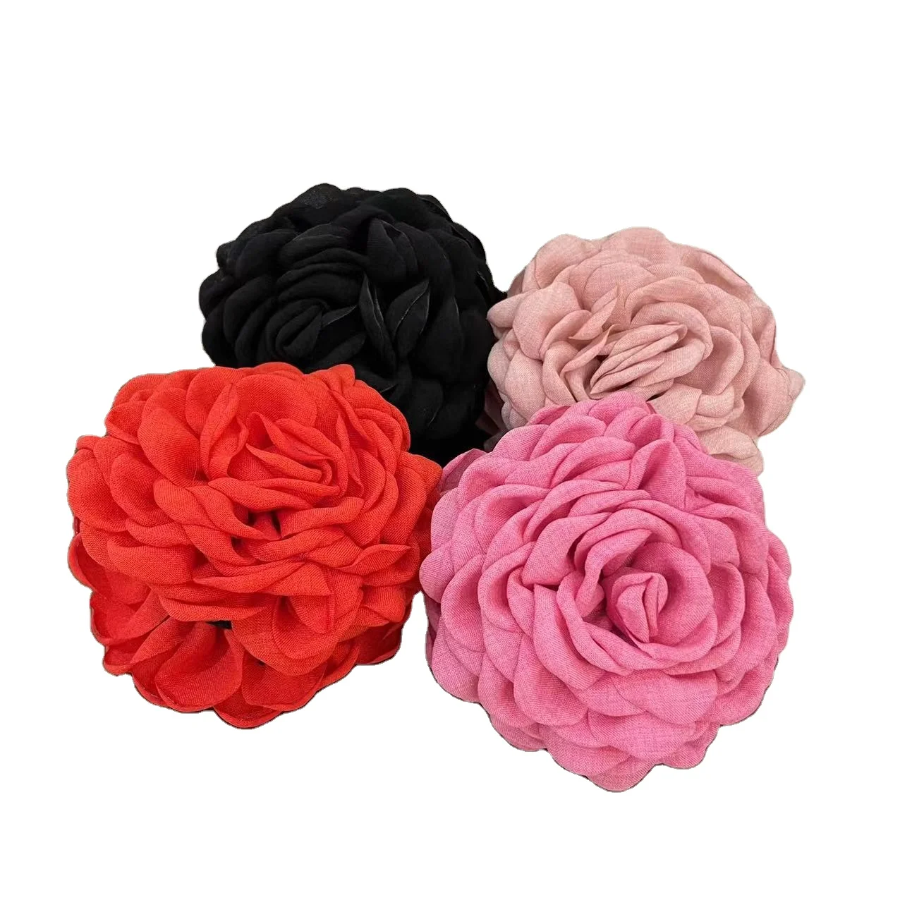 GEERDENG 9-12cm Romantic Style Shark Clip Retro Back Head Hairpin Hair Ornament Rose Flower Hair Claw Catch Clips for Thick Hair