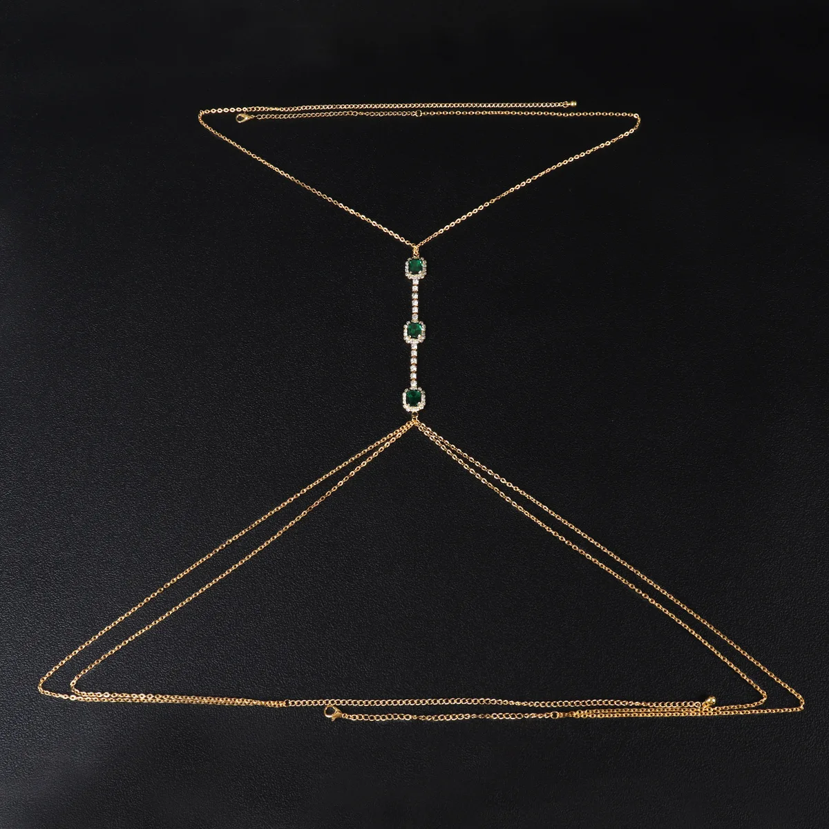 Sexy Green Crystal Rhinestone Chest Chain Belly Waist Body Jewelry Nightclub Sexy Chest Chains For Women