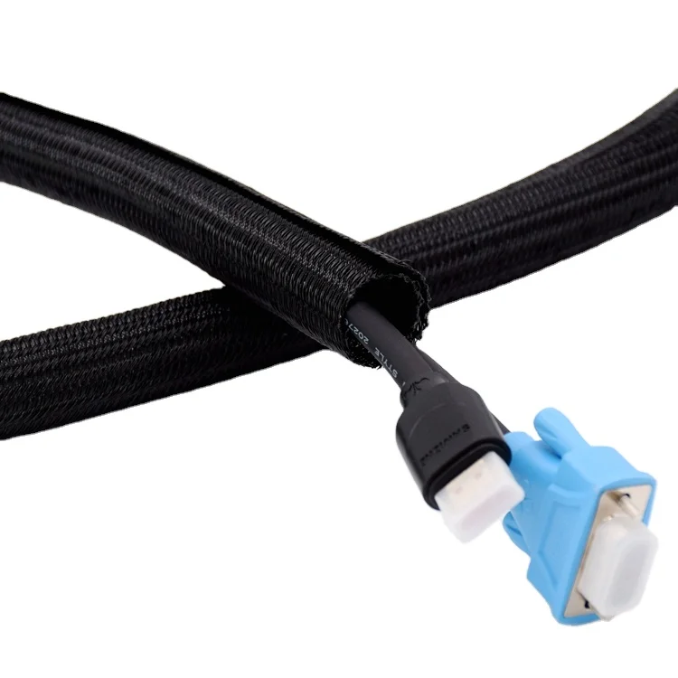 Split Braided Wire Loom For PET Material Automotive Sleeve